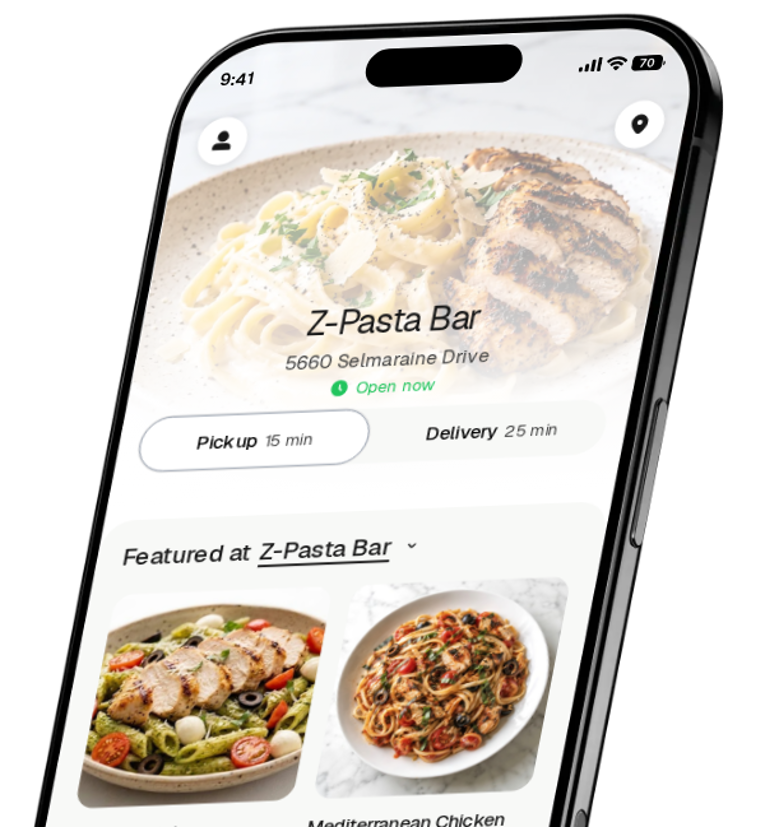 Z-Pasta Bar app preview